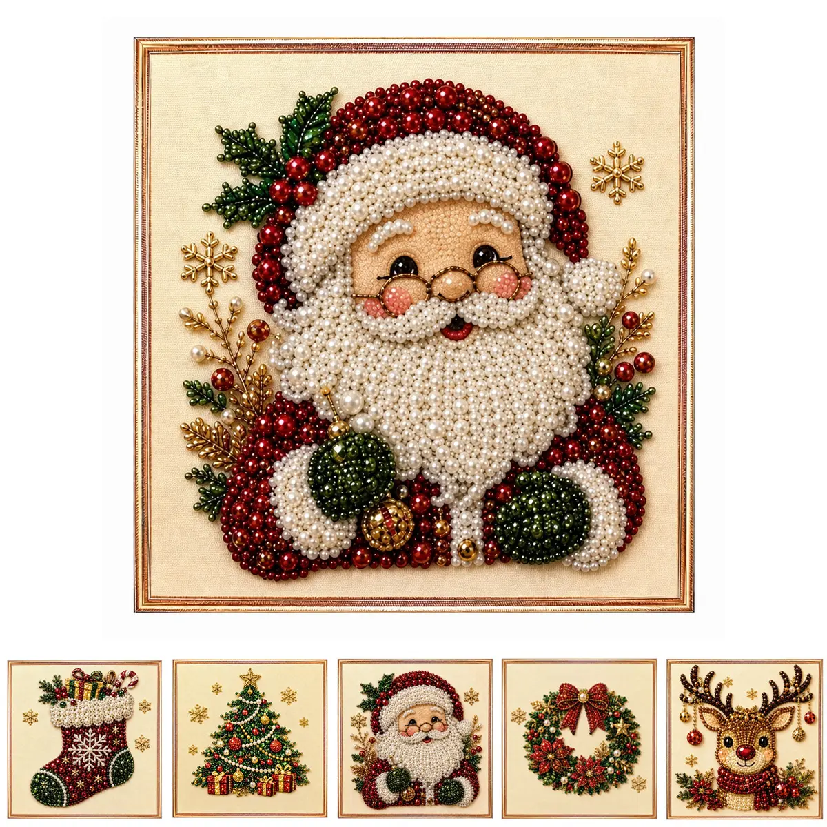 Christmas Santa Claus Pearl Art DIY Kit, Framed Diamond Painting Kit, Cute 3D Diamond Painting Crafts, DIY Home Decor Wall Art, Perfect DIY Holiday Party Gift for Beginners,Creating a festive atmosphere,Christmas gifts(Frameless )