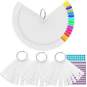 200 Pcs Nail Swatch Sticks with Ring, Nails Art Display Practice for Home or Salon Use, 4 Pack