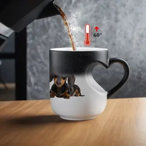 11oz Adorable Dachshund Color-Changing Starry Night Ceramic Temperature Display Mug, Hand Wash Only, Perfect for Coffee, Tea, or as a Thoughtful Gift for Dog Lovers, Classic Coffee Mugs