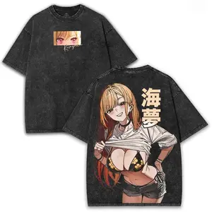 Marin Kitagawa My Dress Up Darling Oversized Washed Tee 260GSM Bikini Back Art Bold Anime Girl Collector Heavyweight Cotton Loose Fit Unisex Retro Streetwear Casual Daily Lifestyle Trendy Manga Fan Fashion Top