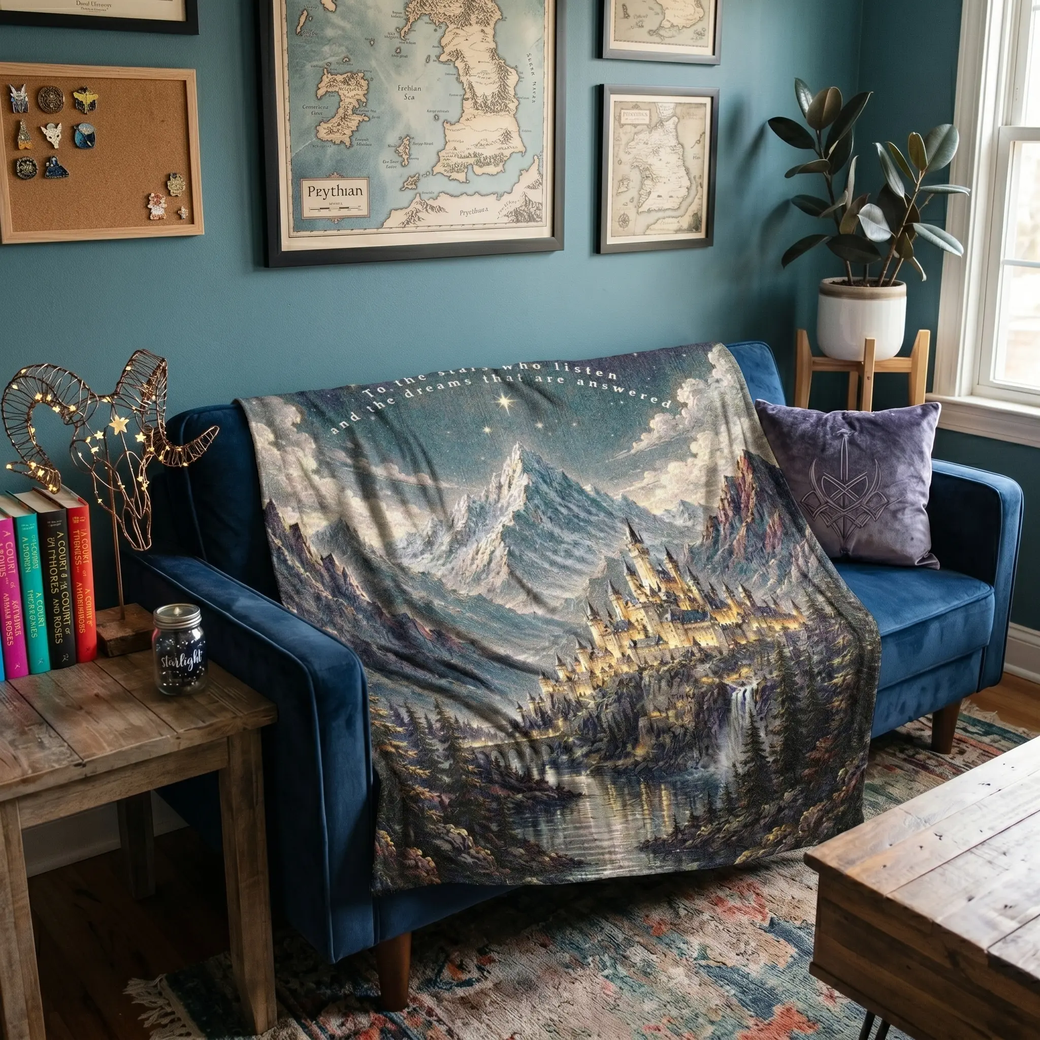 ACOTAR Woven Blanket: Velaris City of Starlight Tapestry Throw, Fantasy Book Lover Gift