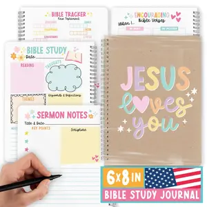 Guided Bible Study Journal for Women & Men - Church Notes & Christian Gifts, Faith Planners for 2026, Bible Study Supplies, Weekly Prayer and Bible Study Journal, Christian Notebook Sturdy Spiral Binding Journaling