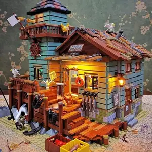 Creative Fisher's House Building Blocks, Building Block Kit, Abs Mixed Color Precision Assembly, Enhances Handicraft Patience and Detailing, Perfect Holiday Gift