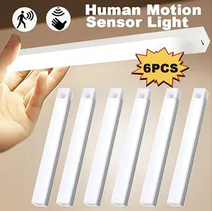 Magnetic cabinet LED light, sensor light strip, USB rechargeable, human body sensing, motion sensing light, ideal choice for stairs, kitchen, bedroom, and closet - modern tube light with long-lasting lithium polymer battery tiktokshopspringglowup High Int