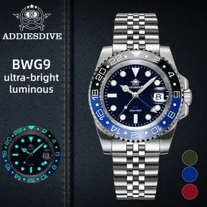 ADDIESDIVE AD2050 GMT Watch Men's Luxury Dress Watch - 40mm Stainless Steel 200m Water Resistance Luminous Swiss Movement Casual Trendy Wristwatch