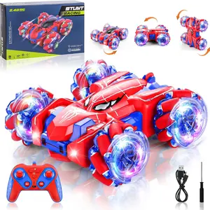 2.4Ghz Rechargeable Remote Control Spider Car, 4WD Off-Road Stunt Car with Cool Lighting, Double-Sided Drifting, 360° Rotation, LED Wheels, Kids Toy Gift for 4-12 Year-Old Boys, Gifts For Kids