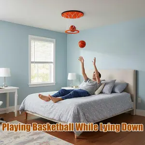 Ceiling Mounted Mini Basketball Hoop Set for Bedrooms, Indoor Basketball Game for Kids Adults, Fun Lying Down Shooting Toy, Stress Relief Home Activity, Great Birthday Gift