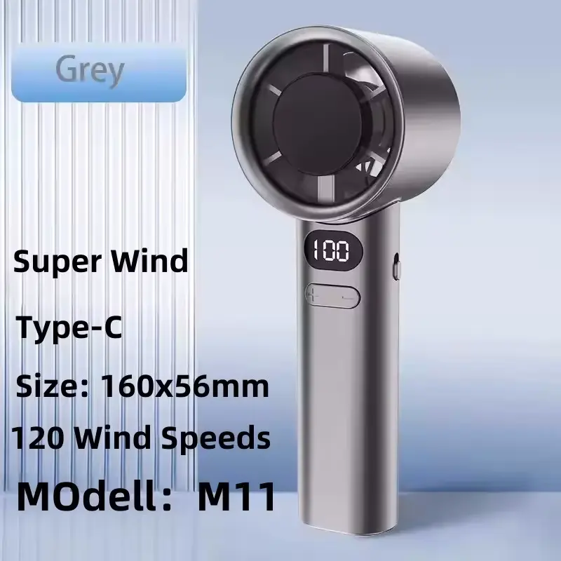 Portable 8000mAh USB Rechargeable Bladeless Neck Fan with LED Digital Display, Mute Operation, and Handheld Design for Personal Cooling JPNPL