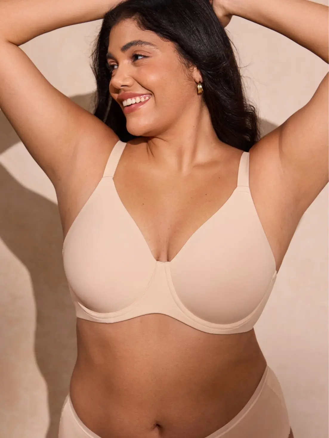 DELIMIRA Women's Basic Style Polyester Fabric T-Shirt Bra - Plus Size, Invisible Lift, Full Coverage, Unlined, Underwire, Seamless Back Smoothing
