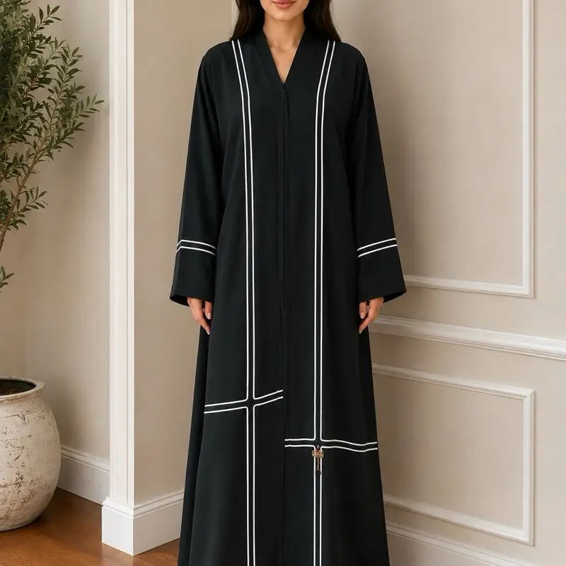 Women's Muslim Fashion Closed-Front Dark Green Abaya, Size M/54, with Matching Scarf - Modest Style, Elegant Traditional Abayas, Women's Clothes, Clothes
