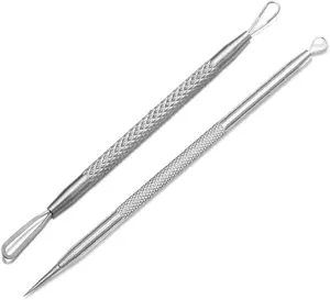 Pimple Extractor Tools, Blackhead Remover, Pimple Popper, Acne Removal Kit Risk Free Treatment for Blemish,Whitehead Popping (2PCS)