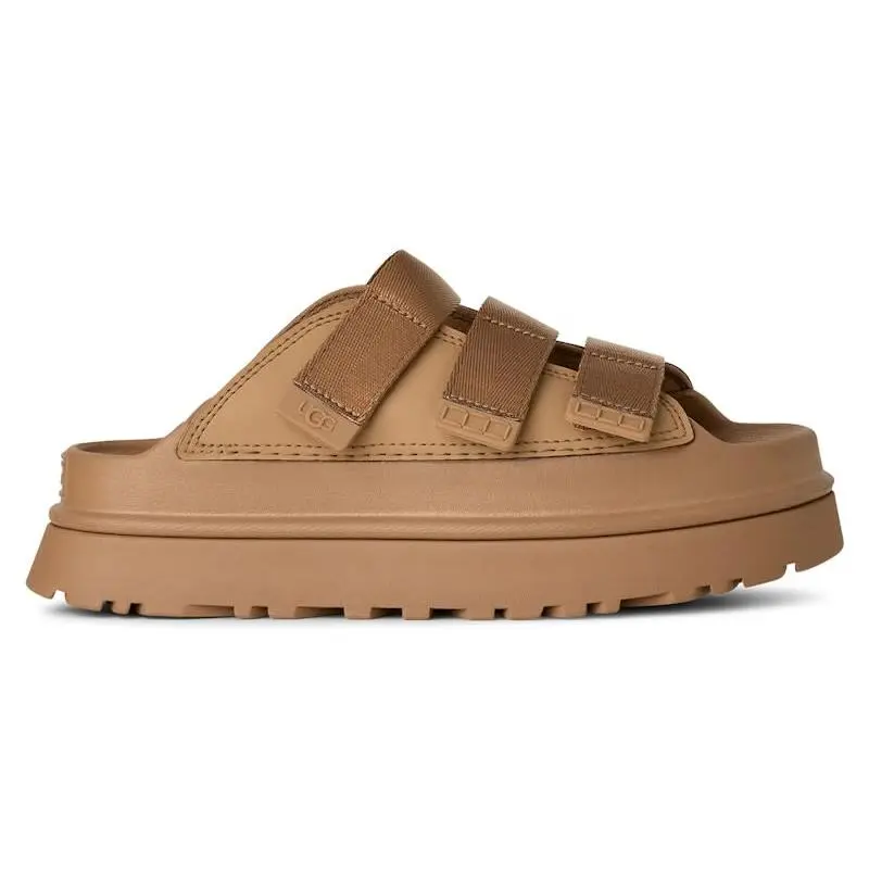 UGG GoldenGlow Slide Dark Sand Women’s | Lightweight EVA Foam Slide Sandals | Adjustable Strap Comfort Slides | Cushioned Water-Friendly Everyday Footwear | Durable Rubber Outsole Casual Slip-On Sandals | UGG Women Lifestyle Slides Dark Sand