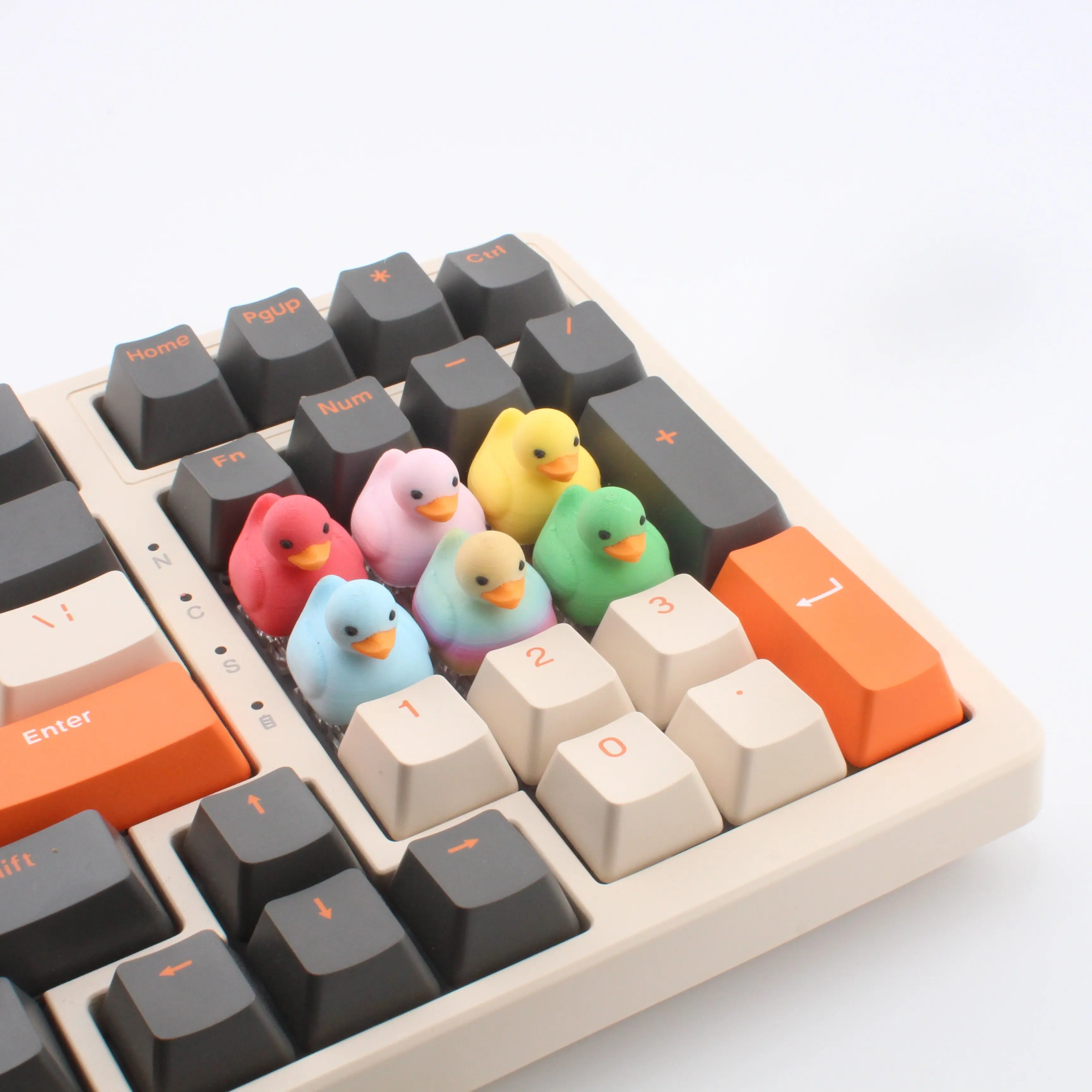 3D Printed Fully Colored Duck Keycap, Cherry MX Compatible, with Standard Plus Sign Mounting Stem for Colorful Design Keyboards