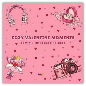 Mother's Day Gift Cozy Valentine Moments: Coloring Book for Adults & Teens with Easy and Bold Hygge-Inspired Designs (Bold and Easy Coloring Book) Comic Style Illustrations