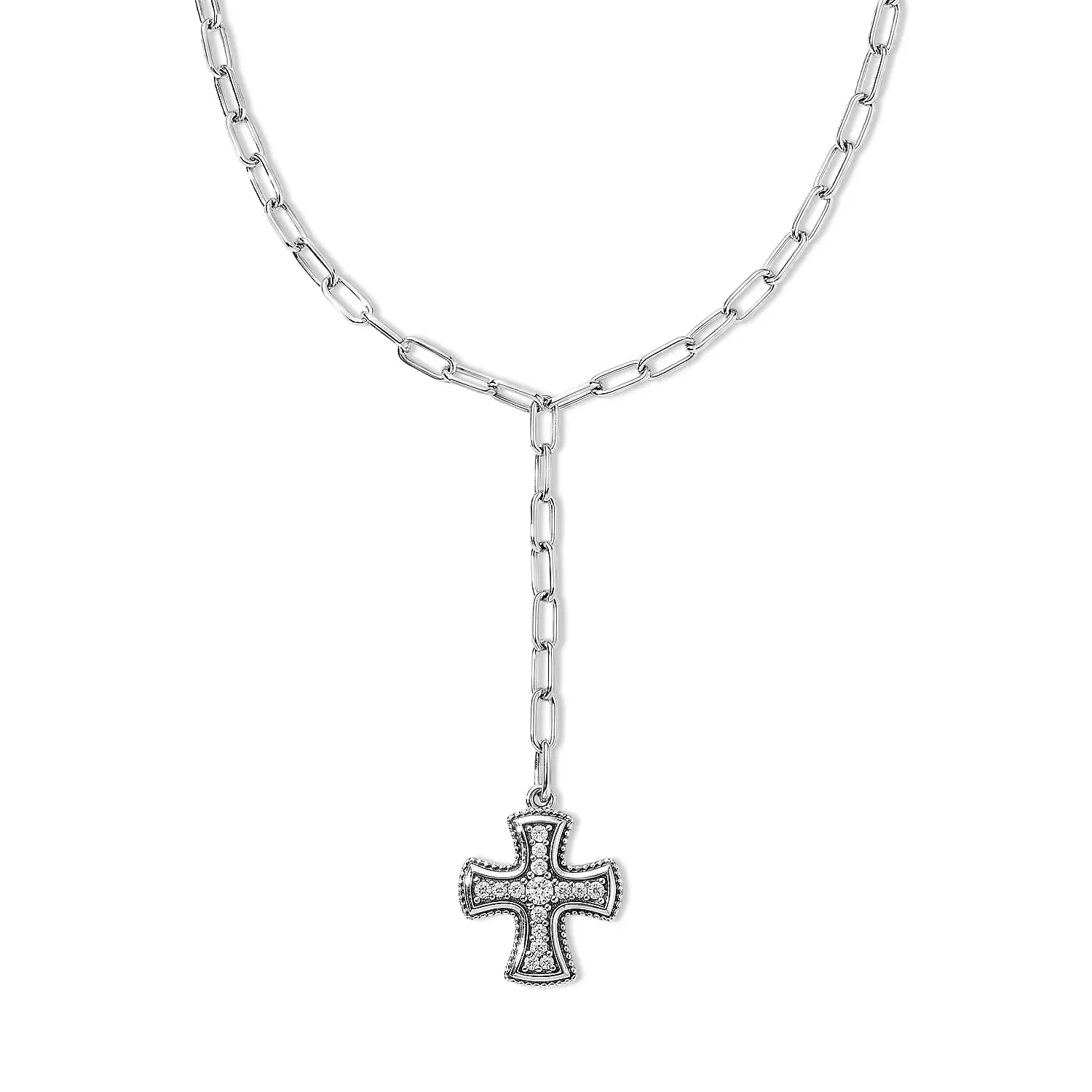 D''Joy Passport to Israel Artisan Crafted White Zircon Necklace (18 Inches) in Sterling Silver 0.35 ctw