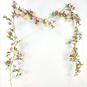 82.67 Inch Daisy Flower Ring, Spring Summer Wildflower Wreath, Fireplace Decoration, Artificial Vine Garland, Wedding Arch Decor