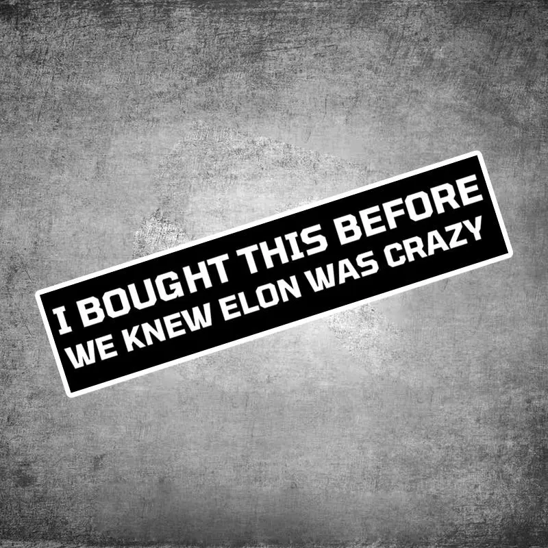 I Bought This Before We Knew Elon Was Crazy Car Sticker, Waterproof Decal, Suitable for Car Windows, Trunk, Bumper, Body, Designed for Tesla Owners