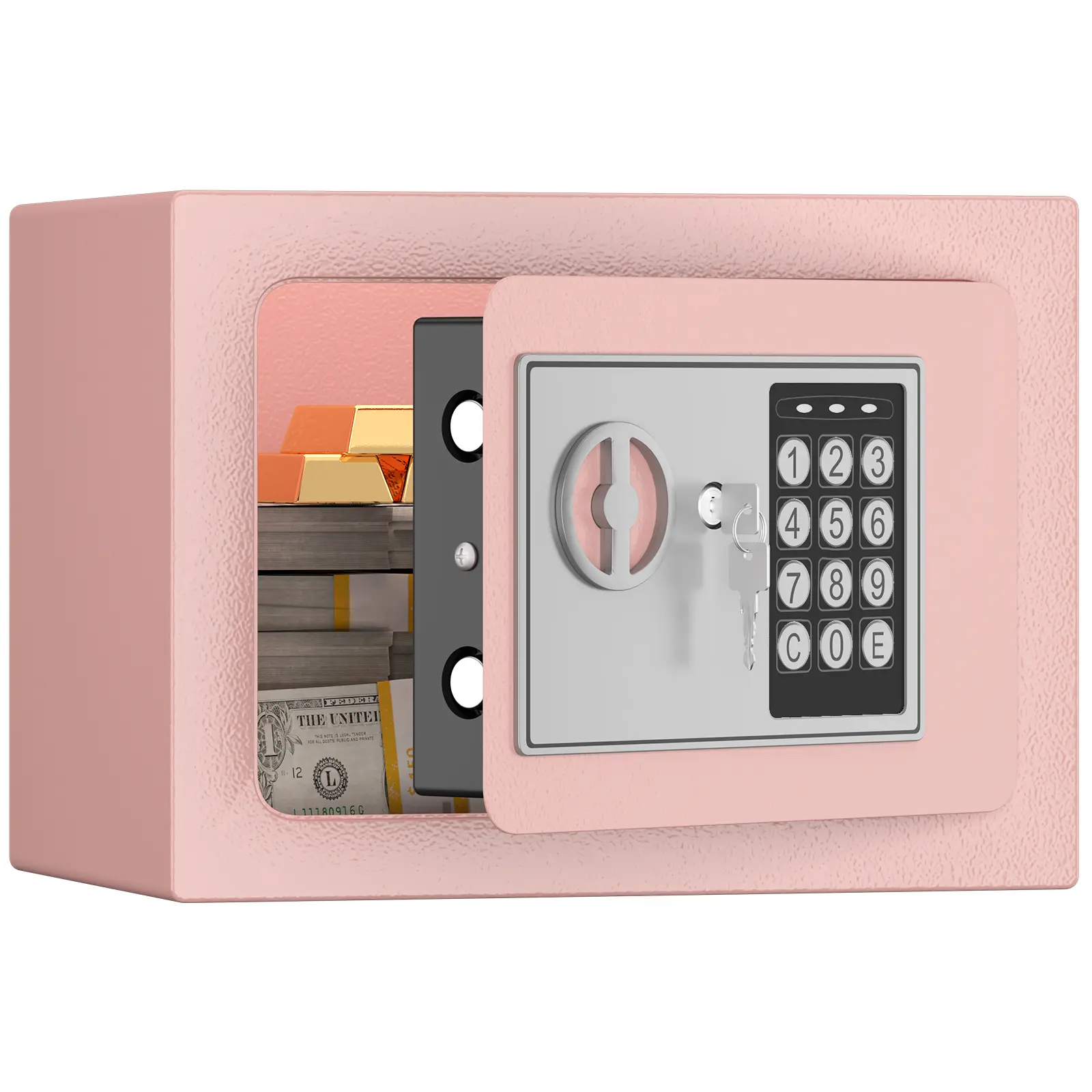 0.23 cu m Electronic Keypad Security Safe Box with Coin Slot, Digital Steel Lock Safe for Cash Jewelry, Wall Mountable Money Safe for Home Office Dorm, Small Drop Safe with Bolt-Down Design, Secure Storage for Valuables