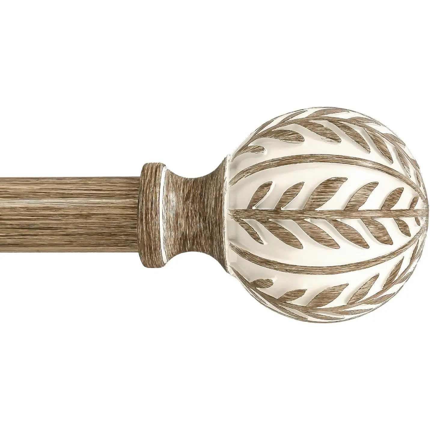 Boho  Curtain Rods for Windows 48 to 84 inch,1" Adjustable Heavy Duty Window Curtain Rod with Imitation  Grain Finials,Rustic Decorative Drapery Rods Set,Size:36-88'',Weathered