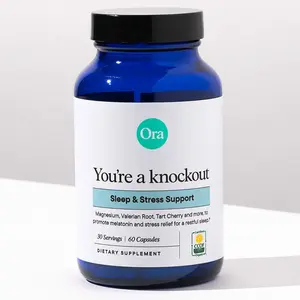 Ora Organic Natural Sleep Aid Supplement Stress Support Calming Herbal Blend with Melatonin from Tart Cherry - Includes Magnesium Citrate, Valerian Root, and Lemon Balm - 1 Month Supply, 60 Capsules