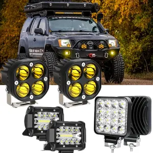 Tri-Row LED Light Bar + LED Pods Combo, Waterproof Off Road Lighting Kit for Truck Jeep ATV UTV, 6000K Daylight White Driving Fog Lights cars enhances vehicle aesthetic drl headlight nilight taillight assembly compatible auxi tolights