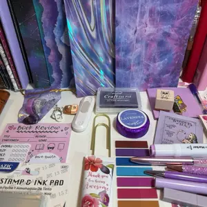 Adult 18+   25 Item Mystery Bookish Bundle- could include A5 Journal Dual-End Marker Gel Pen Heart Stickies Large Ink Pad Wooden Stamper Bookmark Magnetic Bookmark Washi Tape Canvas Bag