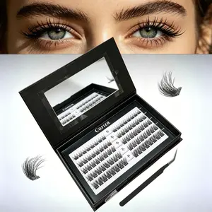 No Glue DIY Lash Kit lash lift kit at home Press on Lash Self-Adhesive Eyelash Kit Individual Lashes Beginner Friendly with Tweezers 80/90/120 Pcs Cosmetic Makeup bottom lash clusters