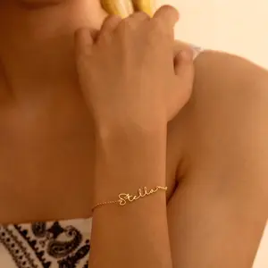 AS157 Personalized Custom Name Bracelet Stainless Steel Cutting Name Bracelet Gift for Men and Women