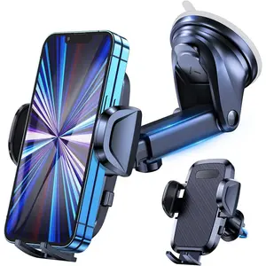 Phone Holder Dashboard Windscreen Vent Clip Handsfree Mobile Mount Stand Cradle for 16 15 Pro Max 14 13 12 All Phones (Black)