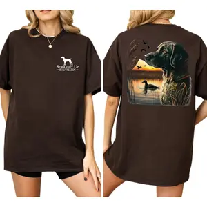 Vintage Southern Dog Shirt, Hunting Sunset Scene Tee