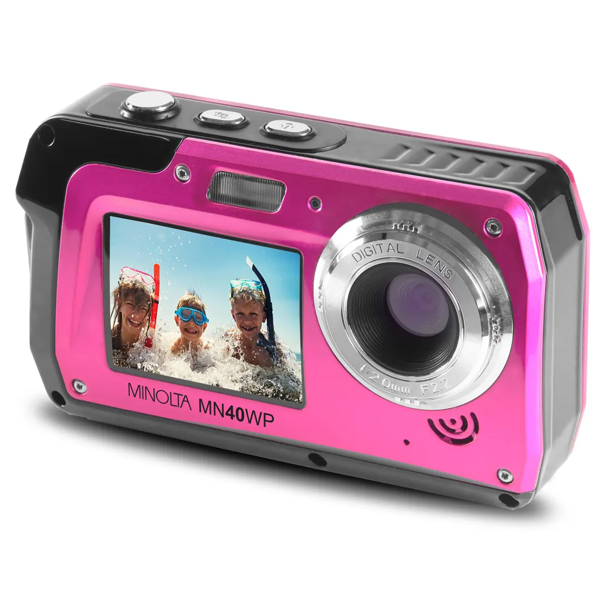 Minolta MN40WP Digital Point & Shoot Camera - 48MP, QHD, Dual LCD Screen, Waterproof, Memory Card Compatible, Photo and Video Features, Pink Pocket Photo Gear