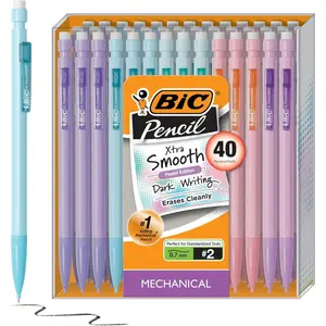 BIC Xtra-Smooth Pastel Mechanical Pencils 0.7mm 40ct School Office Bulk
