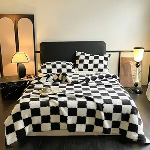 ROSEKIND Checkerboard Pattern Super Soft Throw Blanket  Checkered Design Lightweight Fuzzy Cozy Blankets for Sofa Chair Bed Ideal Gift for Lovers Women Men Friends Pets,Cloud Soft Knit for Instant Cool Relief Soft Flannel Fleece Dorm Decor