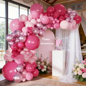 116pcs Mixed Color Balloon Garland, Bright, Hot, Rose, Latex Balloons for Princess Birthday, Teen Party, Wedding, Engagement, Anniversary
