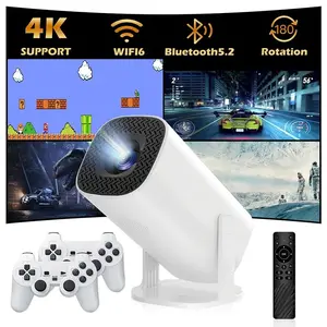 4K Game Projector & Game Console Set with10,000+ Retro Games | WiFi 6 & Bluetooth 5.2 | Portable Android Smart Projector with Dual Wireless Controllers | Home Theater & Gaming Console Combo Device