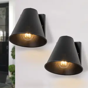 2 Pack Matte Black Outdoor Walll Sconces