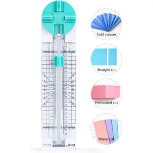Paper Trimmer Craft Paper Cutter: 4 Style Multi-Function Scrapbooking Tool with Dial Blades of Straight,Wave,Dotted,Perforated,Creasing for Cutting Paper,Coupons,Photos,Postcards,Scrapbook,Card
