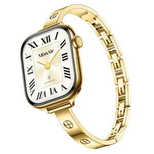 Missair 316L Stainless Steel Slim Crosslet Bracelet Band Compatible with Apple Watch 38/40/41/42/44/45/46/49mm, Women's Love Series Metal Straps Wearable Accessories