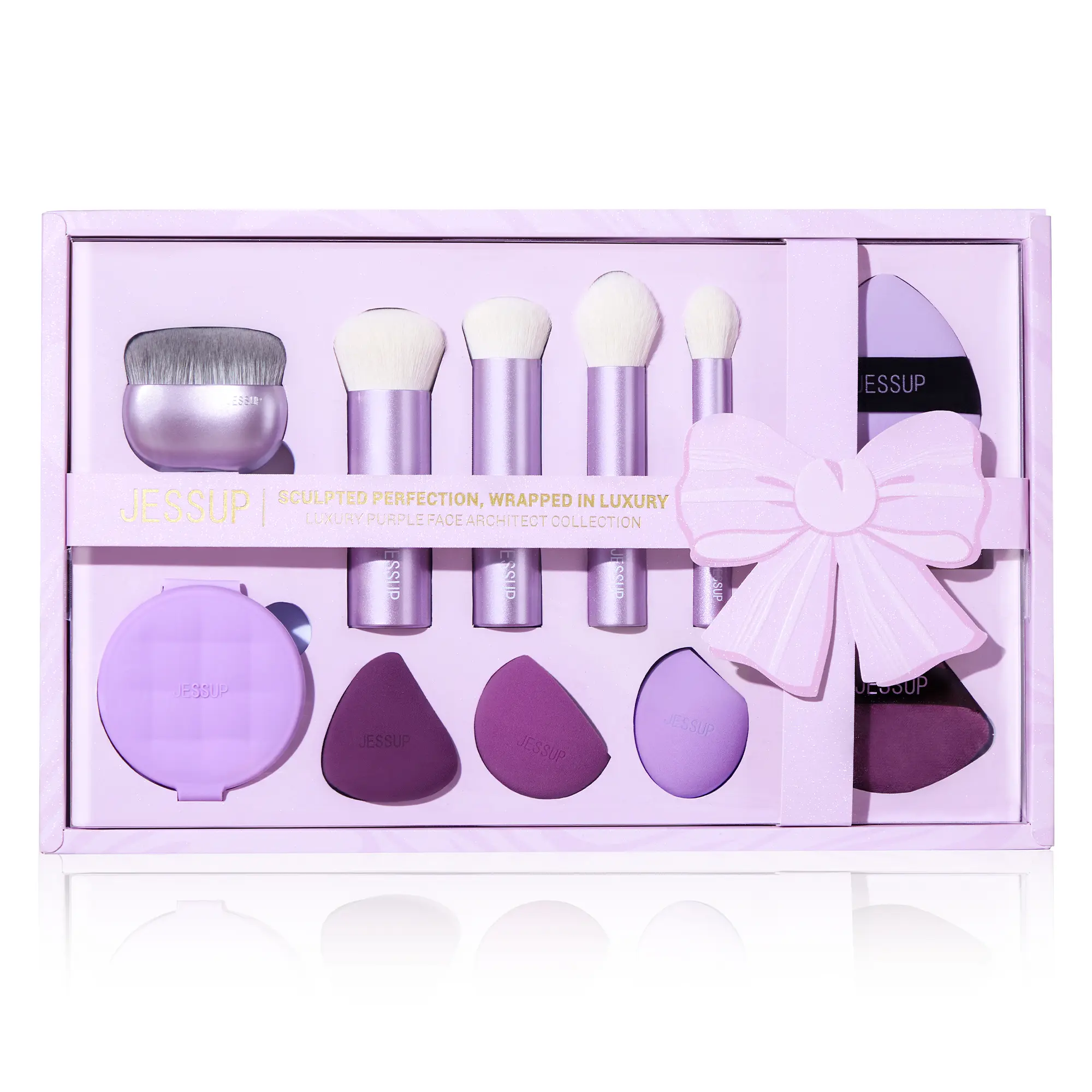 Jessup 11pcs Makeup Essentials Collection Brush Set,Face Brushes Set & Sponges & Puffs & Brushes Cleaner,Flawless Foundation Kit Tools,Perfect Present for Birthday Graduation,Luxury Purple T885 TikTokShopBlackFriday