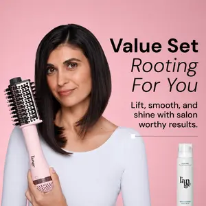L'ANGE HAIR - Rooting For You Value Set - Le Volume Eleve 65MM 2-in-1 Titanium Teardrop Barrel Brush Dryer + Glass Hair Thermal Blowout Primer, Dryer + Primer Tools for Towel-Dry Strands with Heat Protection