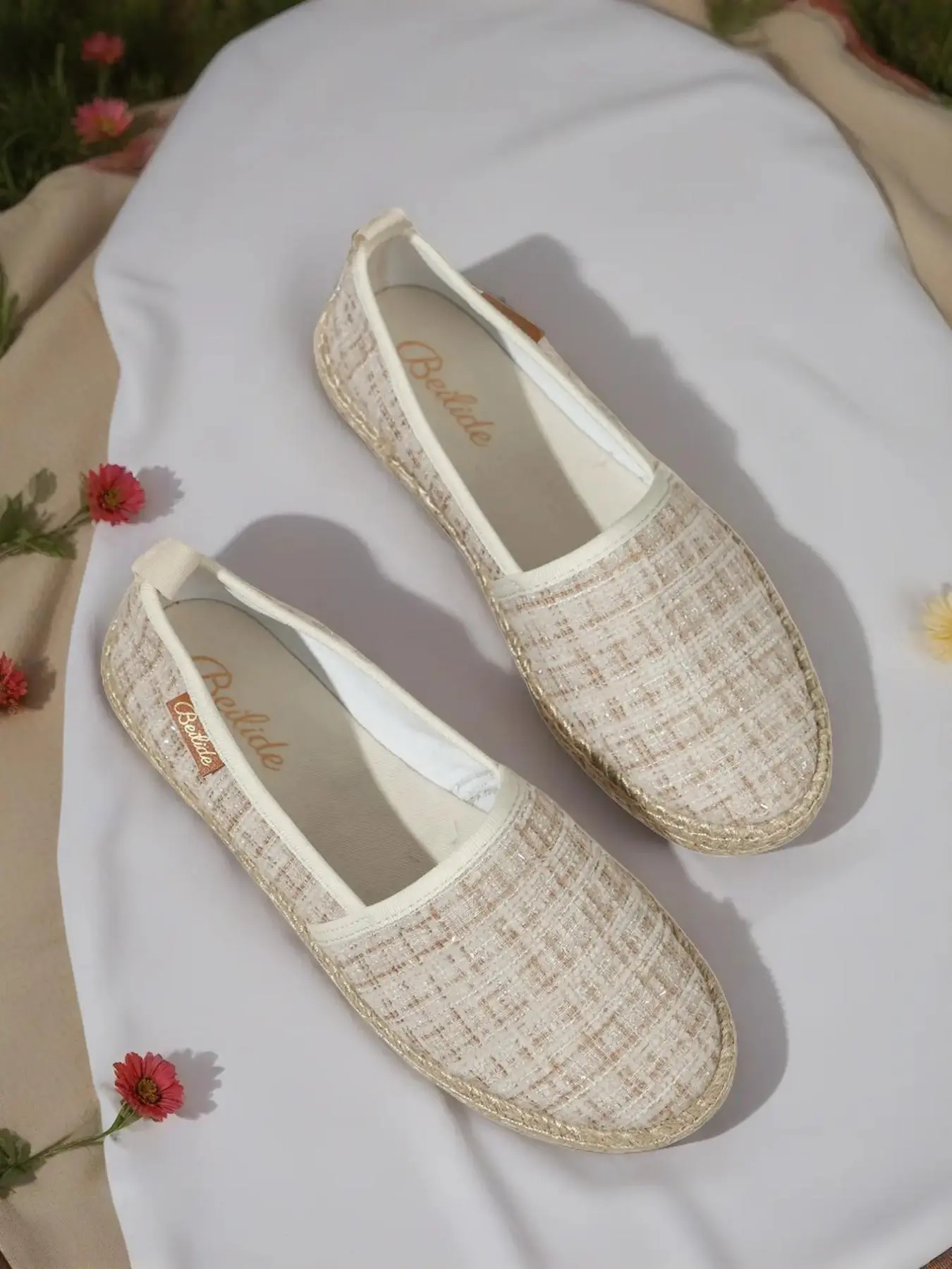 Women's Fashionable Patchwork Design Slip on Espadrilles, Slip on Style, Lazy Shoes, Summer Flat, Casual Comfortable Fashionable Shoes for Daily Wear, Lightweight Breathable Shoes for Women, Girl, Lightweight Slip ons, Shoes Flats