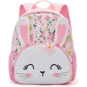 Z-CPB2   Preschool Backpack Toddler Neoprene Animal Schoolbag Lunch backpack for Kids Boys Girls(Floral Rabbit)