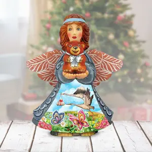 G.DeBrekht 516657 6x5 in. Handcrafted Angel of Birth Christmas Figurine, Miniature Christmas Decor