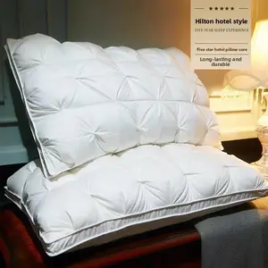 Luxury Pillow Core Five-Star Hotel High-Quality Pillow 3D Pillow Core Washable Single High Pillow Four Seasons Bread Pillow Core Soft and Full Non-Collapsing Polyester Fiber Fabric Neck Support Deep Sleep Pillow