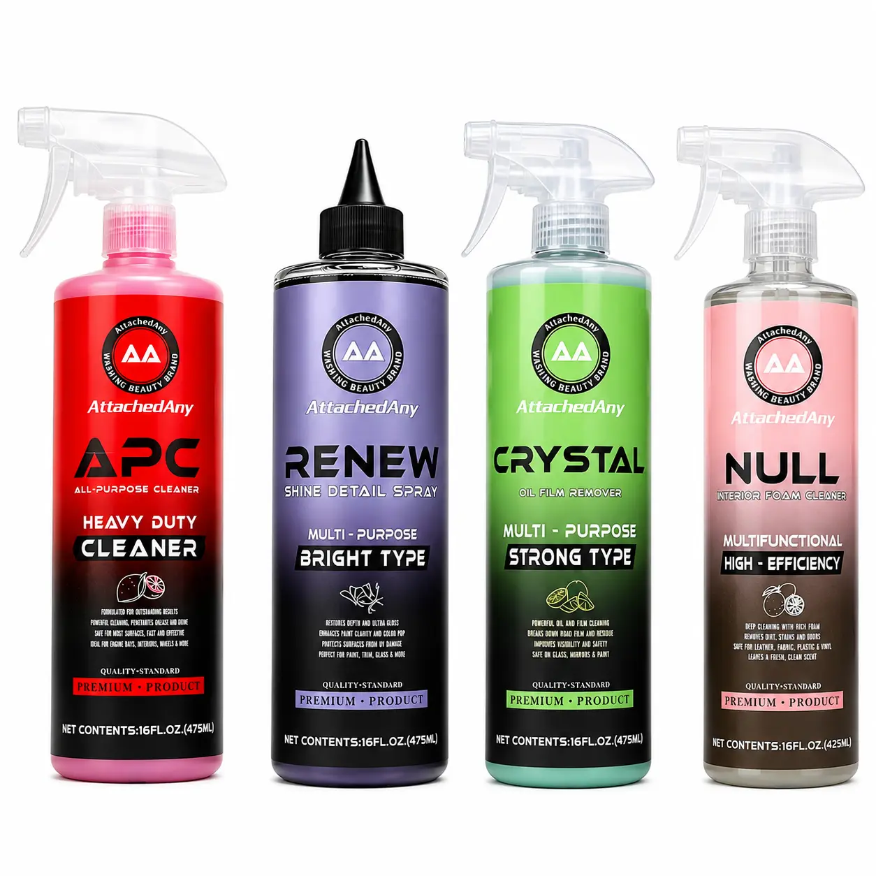 AttachedAny Tire Cleaning, Window Cleaning, and Interior Leather Care Kit - Multi-Purpose Cleaner with Dual Foam/Spray Modes for Automotive & Household Use, Glass Cleaning, Household Cleaning