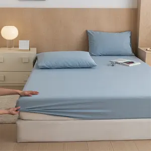 3-Piece Solid Color Bed sheet set, Multi Color and size Soft Skin-Friendly Fabric, Include 1Pc Fitted Sheet &2Pcs Pillowcases, deep Pocket can be used Sofa cover for All-Season Use Machine Wash, Durable Bedding Accessories Bed Sheets Set