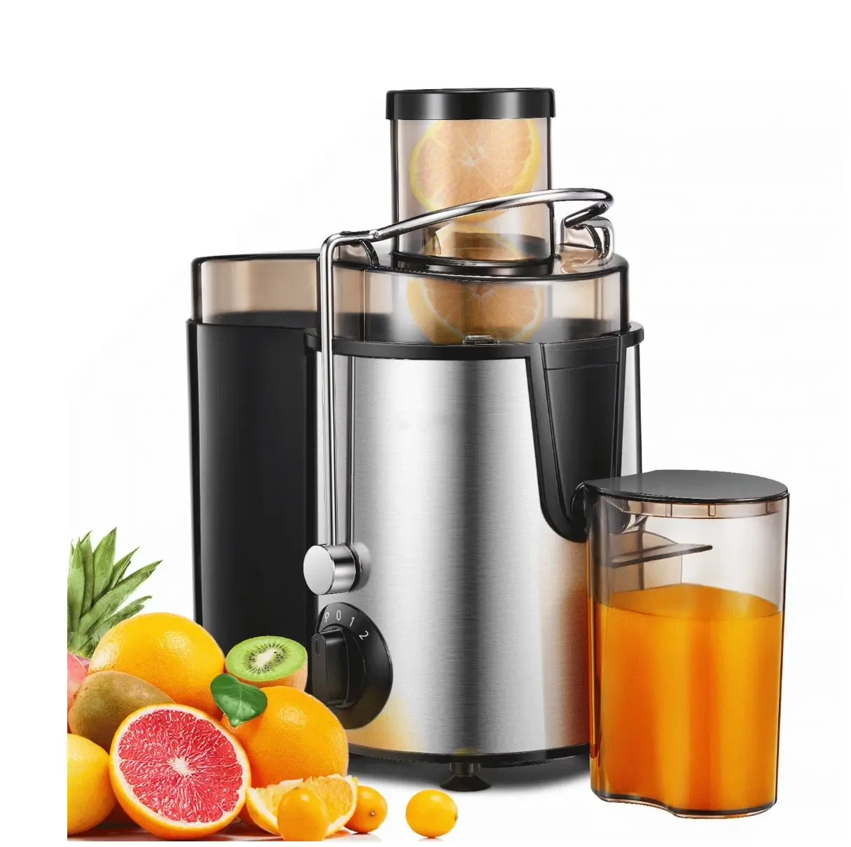 Juicer Centrifugal Juicer Machine Wide 3” Feed Chute Juice Extractor Easy to Clean, Fruit Juicer with Pulse Function and Multi-Speed Control, Anti-Drip, Stainless Steel BPA-Free