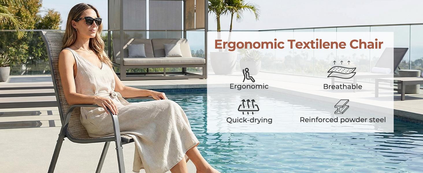 Arlopu 7 Pieces Patio Dining Set, Outdoor Table and Chairs W/1.69″ Umbrella Hole, 30"X 55" Table and Stackable Textilene Chair, All Weather Patio Furniture Set (Umbrella not Included) Arlopu 7 Pieces Patio Dining Set, Outdoor Table and Chairs W/1.69″ Umbrella Hole, 30"X 55" Table and Stackable Textilene Chair, All Weather Patio Furniture Set (Umbrella not Included)