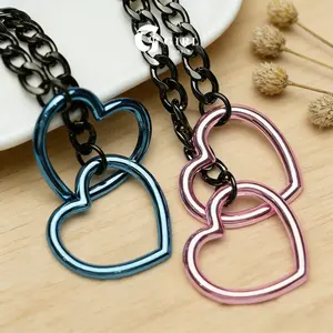 GGIRL Bold Sainless Steel Heart O-ring Slip Chain Necklace For Women Multipel-Color Handmade Punk Gothic Cuban Necklace Party Jewelry Adjustable Lariat Y-Necklace,Durable Personalized Jewellery Gift