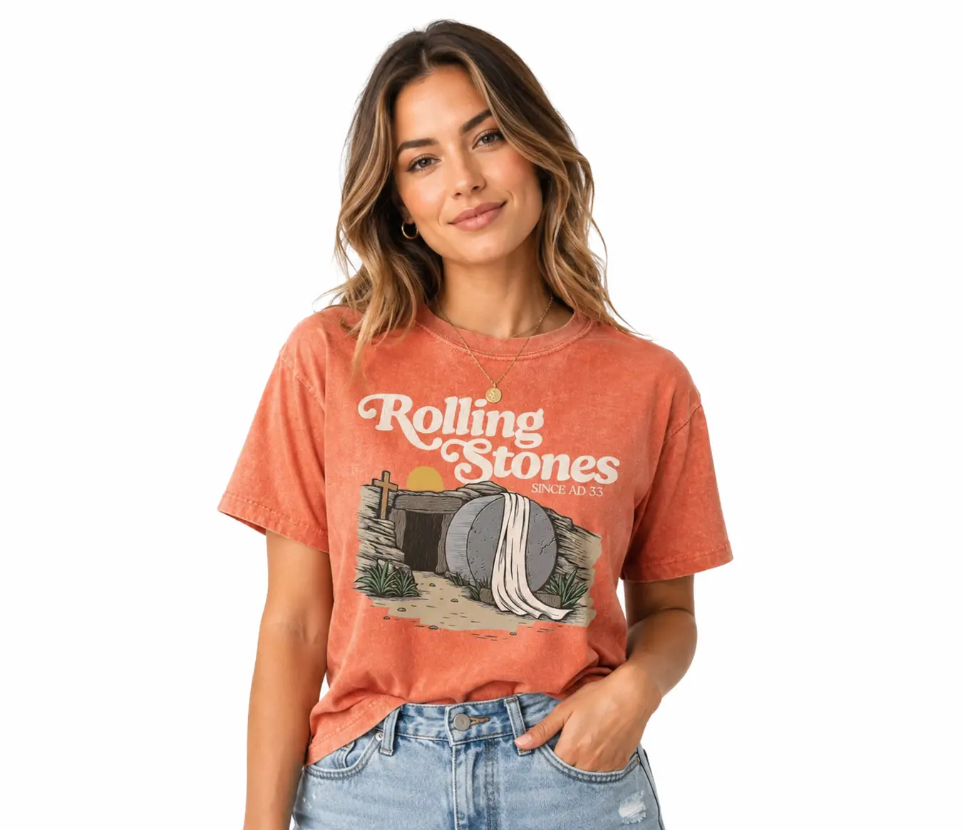 Comfort Colors Rolling Stones T-Shirt, Trendy Easter Clothing, Jesus Christ Graphic Tee, Christian Faith-Based Shirt, Unique Christian Gifts, Casual, Pastel, Shortsleeve, Comfortable, Boxy, Oversized